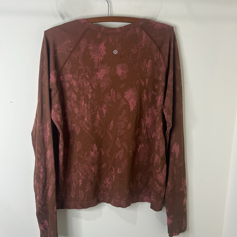 Lululemon Swiftly Tech Shirt 2.0 Shadow Bloom Roasted Brown/Brier Rose Size 16 - Picture 6 of 16